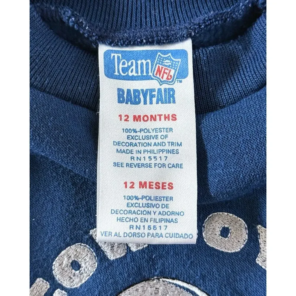 Vintage Dallas Cowboys Baby Sweatshirt 12M NFL Team Babyfair Blue Pullover